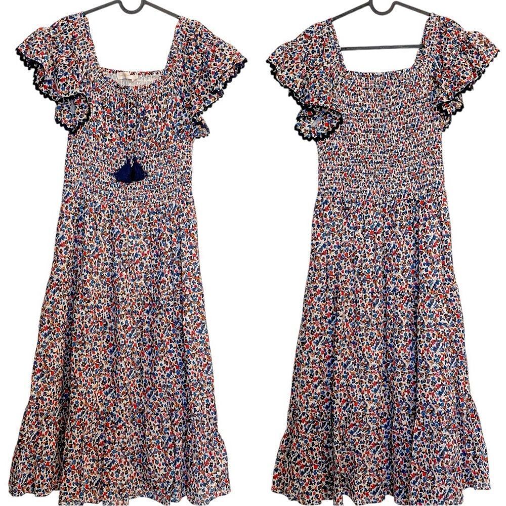 Tory Burch Wildflower Smocked Cotton Midi Dress S - Picture 5 of 10